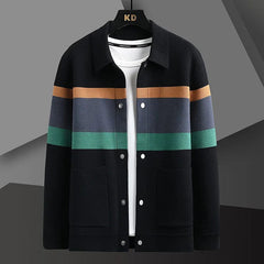 GERBICH - STRICKJACKE MIT STREIFEN UND KNÖPFEN in Schwarz