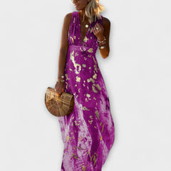 Almera – Leichtes Maxikleid mit goldenen Reflexen in Lila