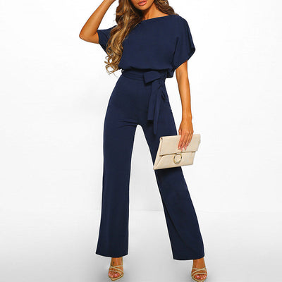 Damen-Jumpsuit Elianne mit weitem Bein und Taillenschnürung