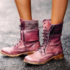 Sabina - Modische Lederstiefel in Rot