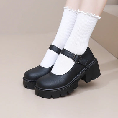 Schwarze Mary Jane Dirndl Schuhe für Damen | Plateau