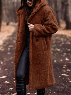 Bridgette - Teddy Jacke Plüsch Pelzmantel in Braun