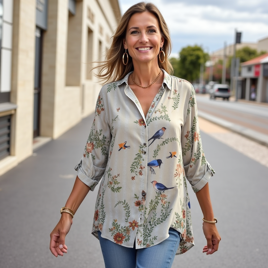 Salome - Vintage Blumenmuster Damenbluse Sommer