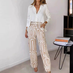 Marlene | Stilvolles Damen Set aus Bluse & Hose in Khaki