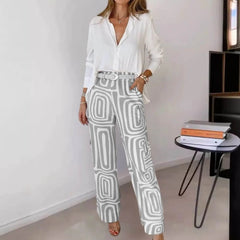 Marlene | Stilvolles Damen Set aus Bluse & Hose in Grau