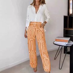 Marlene | Stilvolles Damen Set aus Bluse & Hose in Orange