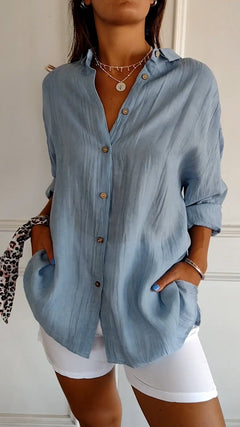 Sarah | Klassisch elegante Bluse in Blau