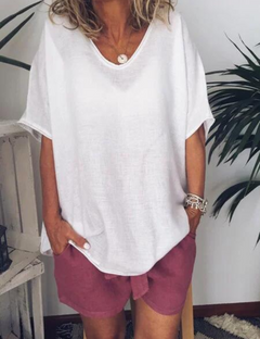 Sarah | Übergroßes lässiges vielseitiges T Shirt in Weiß