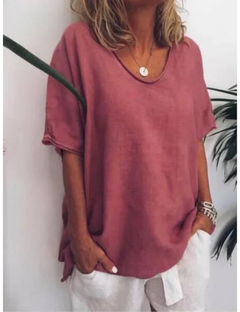 Sarah | Übergroßes lässiges vielseitiges T Shirt in Rosa