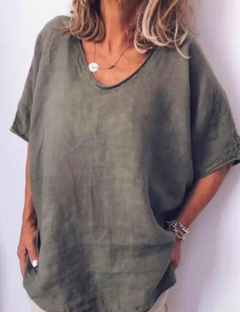 Sarah | Übergroßes lässiges vielseitiges T Shirt in Dunkelgrau