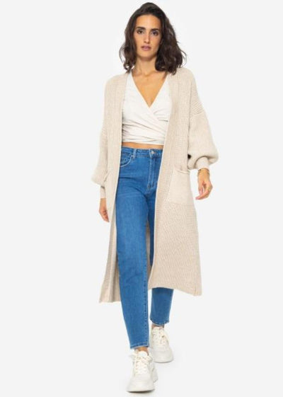 Camryn - Lange Gestrickte Damen Strickjacke