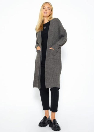Camryn - Lange Gestrickte Damen Strickjacke