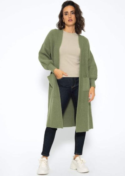 Camryn - Lange Gestrickte Damen Strickjacke