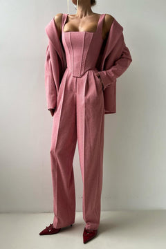 Dolce - Dreiteiliges Set mit Doppeljacke in Rosa
