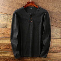 Felix | Herren Casual Langarm Henley T-shirt in Dunkelgrau