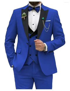 Klassisch Herren Hochzeitsgast Anzug | Dreiteiliger in Blau