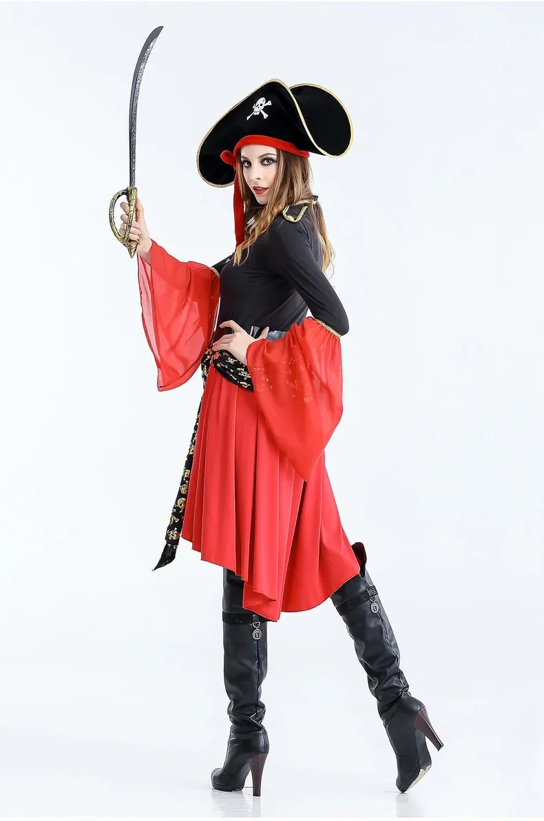 Piratenkapitän mit Hut und Schwert Halloween Kostum Kleid | Midi