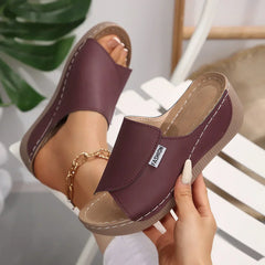 Selene | Orthopädische Keilabsatzsandalen™ in Weinrot (Fast ausverkauft!)