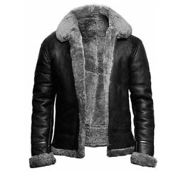 RIVI | Leder-Wintermantel in Grau