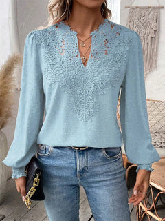 Verena®️™ | Elegante Bluse mit V-Ausschnitt in Blau