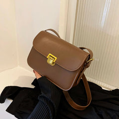 Laina - Leder-Umhängetasche - Quadratischer Retro-Stil in Braun
