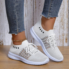 Damen Mesh-Schnürsneaker für Alle Jahreszeiten in Weiß