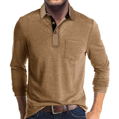Jörg™ | Herren Langarmshirt in Unifarbe in Braun