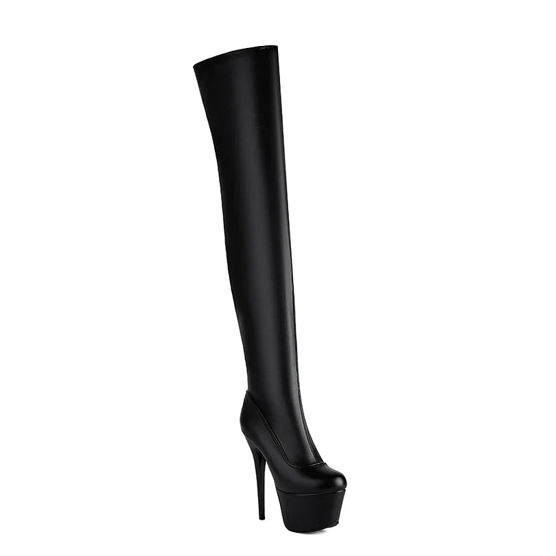 Damen Overknee Stiefel | Hoher Stiletto-Plateau