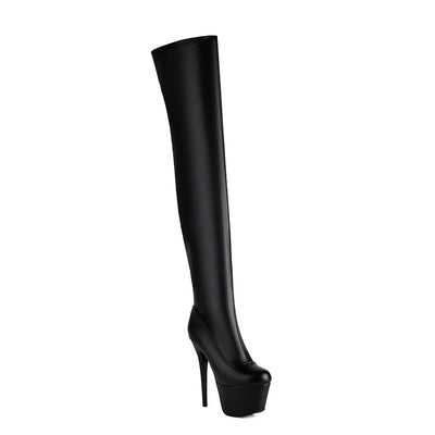 Damen Overknee Stiefel | Hoher Stiletto-Plateau