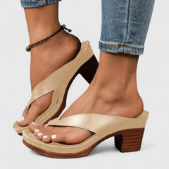 Paige | Blockabsatz Plateau Sandalen in Gold