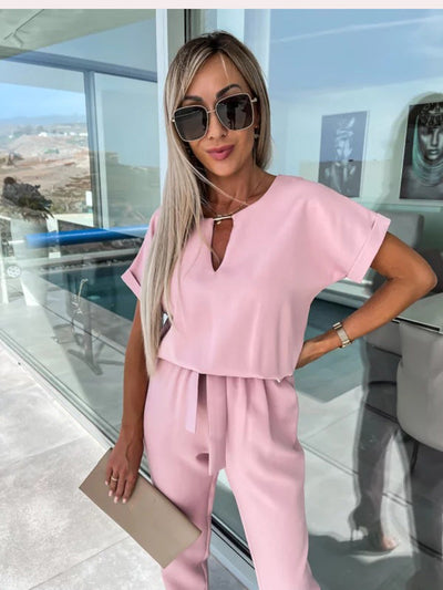 Kurzarm-Jumpsuit mit Gürtel für Damen