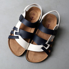 Ottilie | Classic Comfort Sandalen in Blau weiß