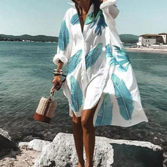 Ysolde - Stilvolles, bequemes Sommerkleid in Blauer Druck
