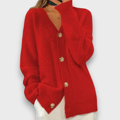 Erelia – Strickcardigan mit Knopfleiste in Rot