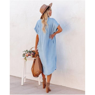 Oversized Knöpfen Hemdkleid für Damen
