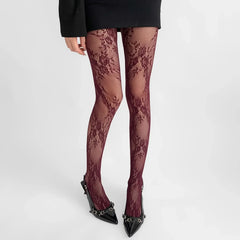 Modische Damen Strumpfhose | Ausgehöhlt in Rot