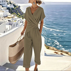 Viora - Soft-Touch Wickel-Zweiteiler in Khaki