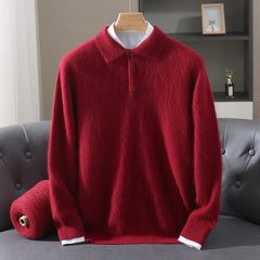 Leighton Cashmere Polo Sweater in Red