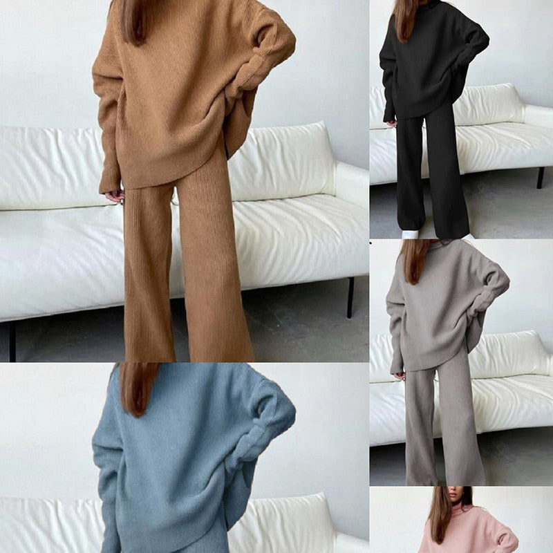Locker Geschnittenes Set aus Pullover und Hose für Frauen