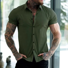 Detroit™ Slim Fit Hemd mit Körpernahem Sitz in Olivgrün