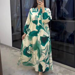 Yumi™ Maxikleid aus Premium-Viskose mit Knopfleiste Vorne in Grün