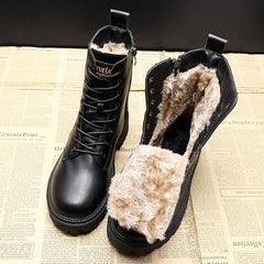 Delphine | Schwarze Winterstiefel aus Leder in Schwarz