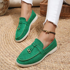 Kendy - Loafer aus Segeltuch - Knoten und Charme Detail in Grün