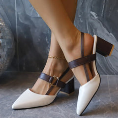 Ottilie | Damen Pumps Slingback Blockabsatz Spitze Zehenpartie – Slingback Pumps 2026 in Weiß