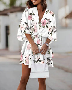 Tayo - Fashion Minikleid in Weiß geblümt
