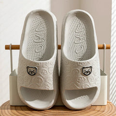 Damen Hausschuhe mit Cartoon-Bären-Design | Bequem in Grau