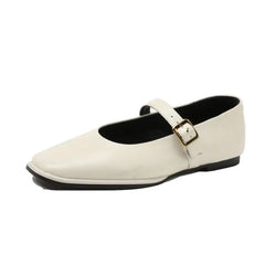 Klassische Mary Jane Dirndl Schuhe | Quadratische Zehenpartie in Beige