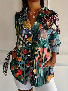 Frida | Bunte Oversized Hemdbluse in Grün