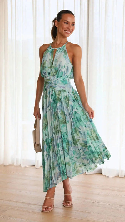 Katya - Neckholder Geblümtes Maxikleid
