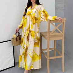 Yumi™ Maxikleid aus Premium-Viskose mit Knopfleiste Vorne in Gelb